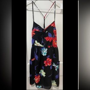 American Eagle Outfitters black floral dress with thin straps and pockets-large